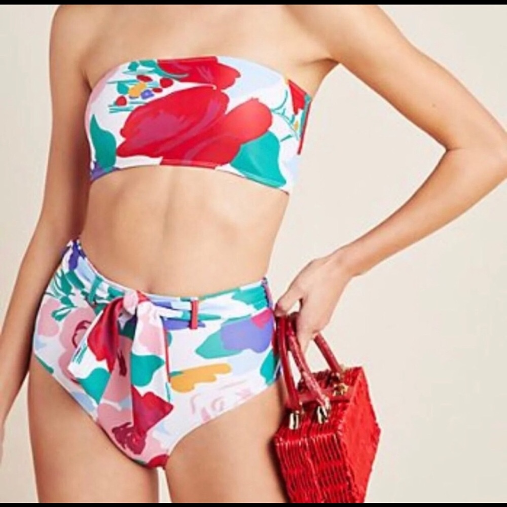 Faithful The Brand Lucy Floral Strapless Bikini Swimsuit Size Extra Large